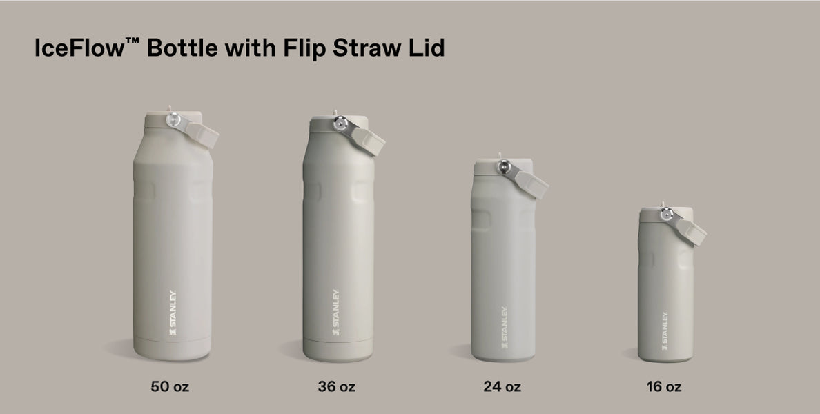 Size comparison chart for The IceFlow™ Bottle with Flip Straw Lid | 50 oz