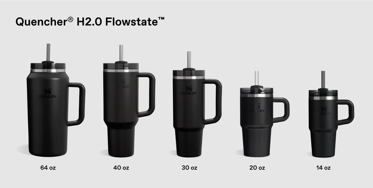 Size comparison chart for Winterscape Quencher H2.0 FlowState™ Tumbler | 40 OZ