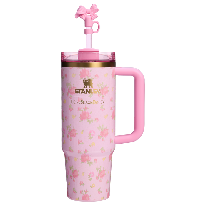 Stanley LoveShackFan 30 OZ Quencher Flowstate Stainless Steel Tumbler Cup in Ibiza Sunset Pink