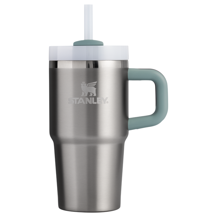 The Quencher H2.0 FlowState Tumbler 20oz with handle and straw In Stainless Steel Shale