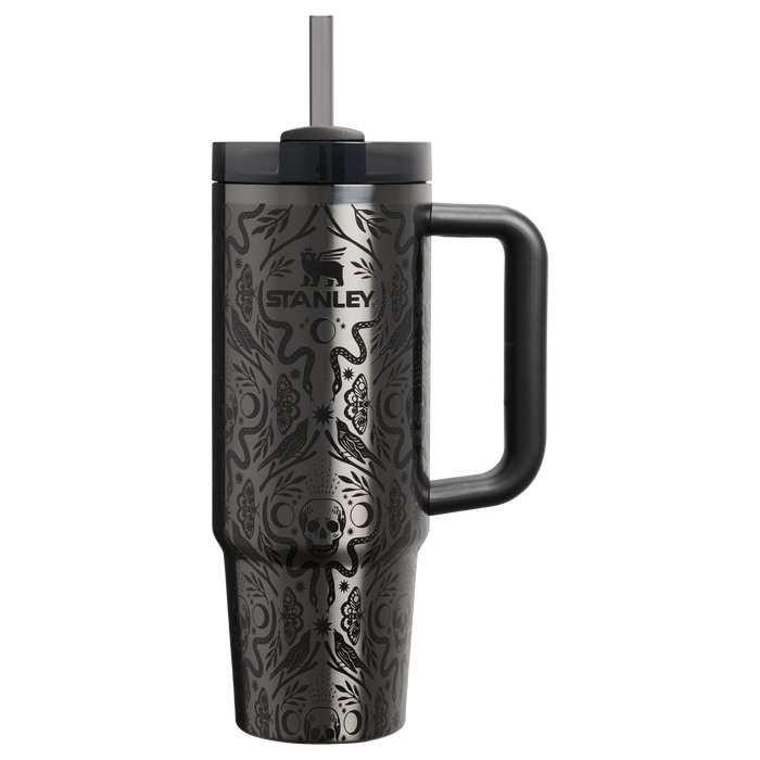 Stanley 30 Ounce Halloween Tumbler With Straw & Handle In Deadly Damask Black