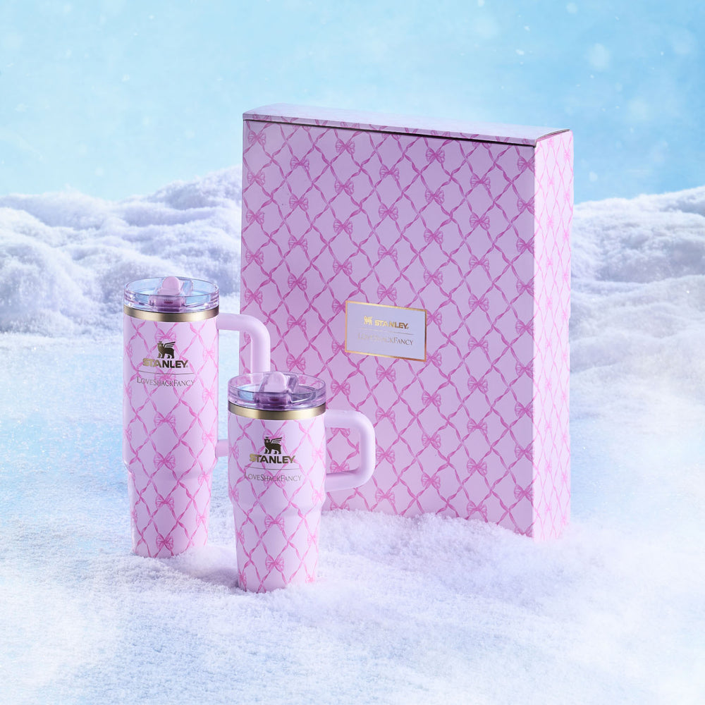 Stanley 1913 Stanley 1913 x LoveShackFancy Holiday The Quencher® Details ProTour Tumbler Set 2-pack in Baby Bow Pink Peppermint | View 8