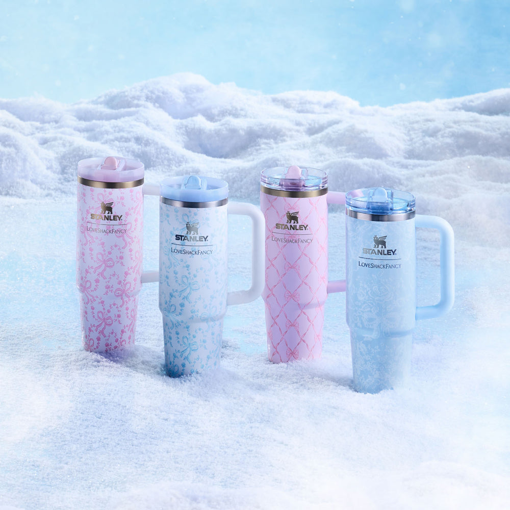 Stanley 1913 Stanley 1913 x LoveShackFancy Holiday Quencher® ProTour Flip Straw Tumbler 30 OZ in Baby Bow Pink Peppermint | View 4