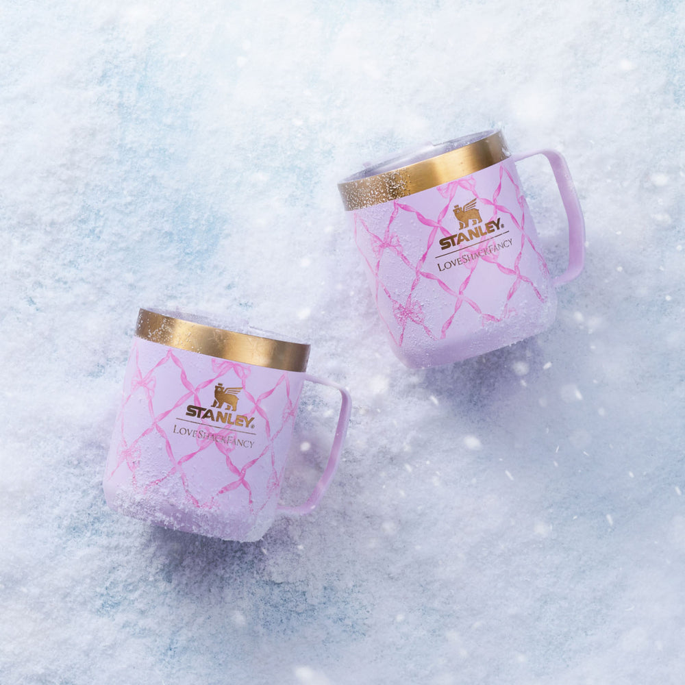 Stanley 1913 Stanley 1913 x LoveShackFancy Holiday Everyday Camp Mug Set 12 OZ in Baby Bow Pink Peppermint | View 5