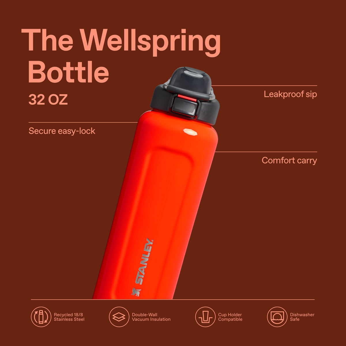 Stanley 1913 The Wellspring Bottle 32 OZ in Blaze Orange