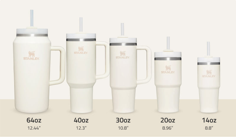 Size comparison chart for The Quencher H2.0 Flowstate™ Tumbler | 40 OZ