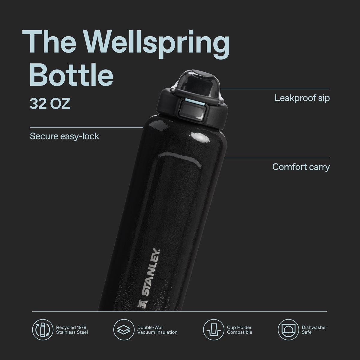 Stanley 1913 The Wellspring Bottle 32 OZ in Hammertone Black