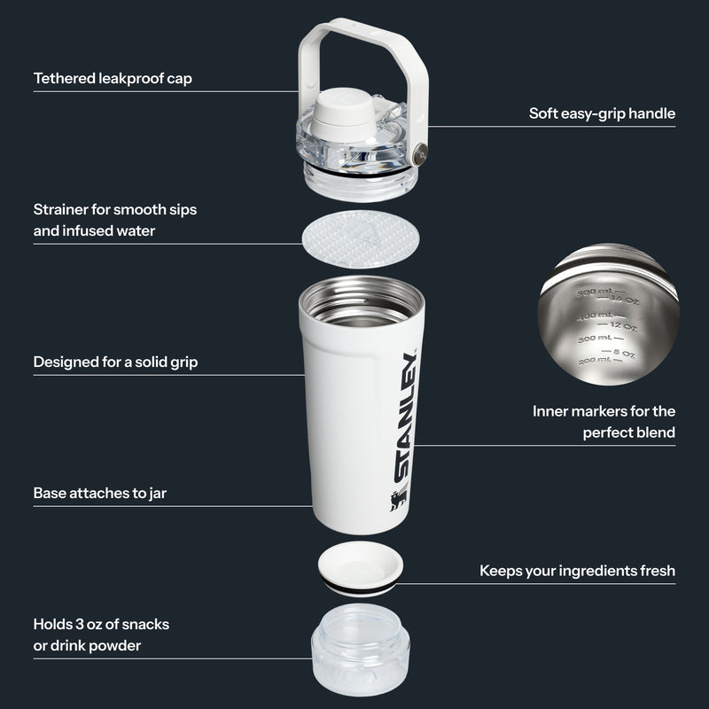 Stanley 1913 The Vitalize™ Shaker Bottle 20 OZ in Chalk | Infographic View