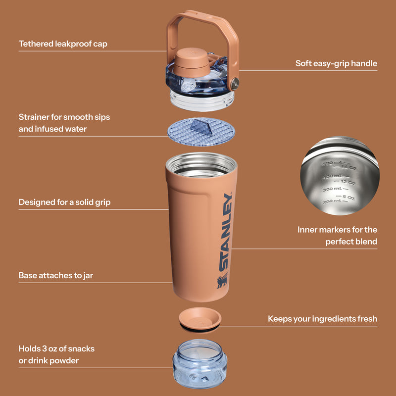Stanley 1913 The Vitalize™ Shaker Bottle 20 OZ in Toast | Infographic View