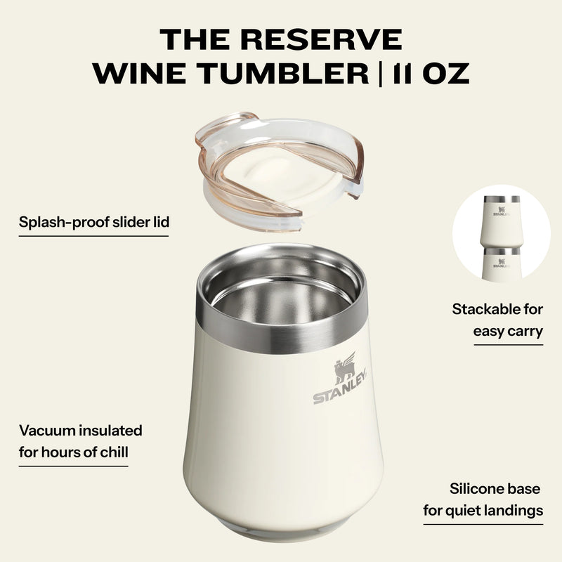 Stanley 1913 The Reserve Wine Tumbler 11 OZ in Cream Gloss | Infographic View