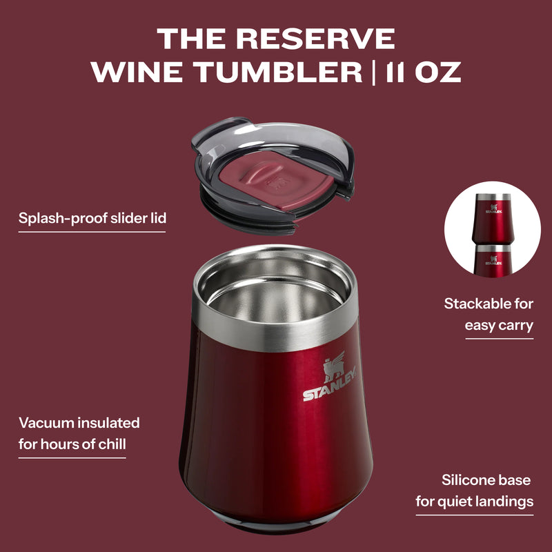 Stanley 1913 The Reserve Wine Tumbler 11 OZ in Garnet Shine | Infographic View