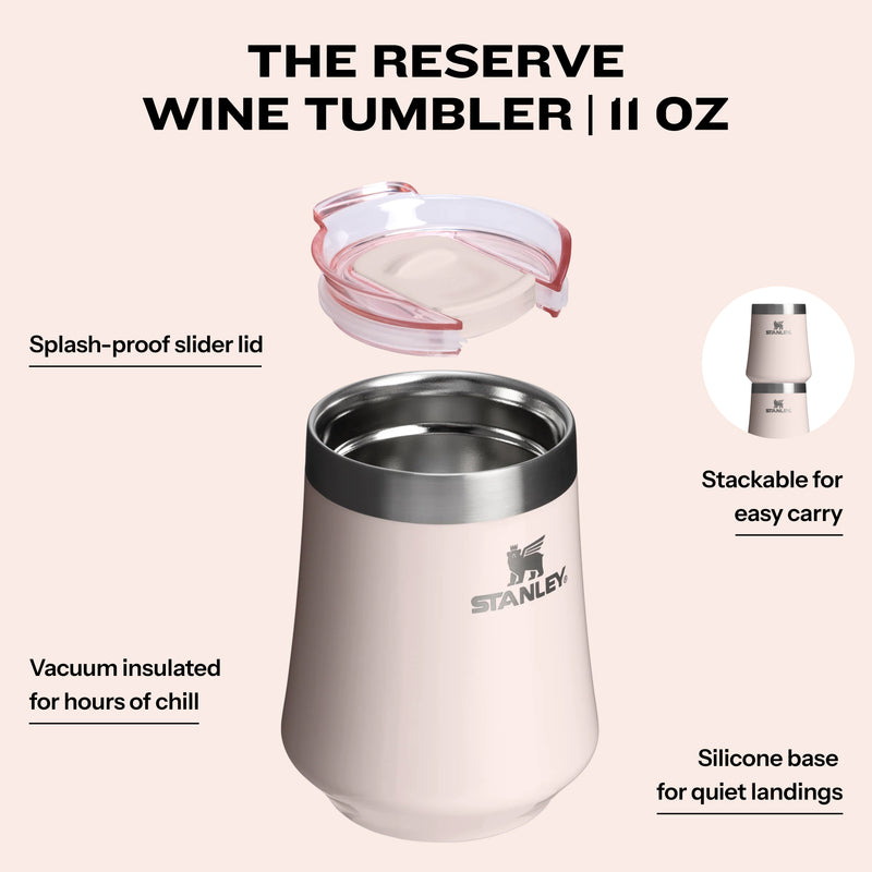 Stanley 1913 The Reserve Wine Tumbler 11 OZ in Rose Quartz Gloss | Infographic View
