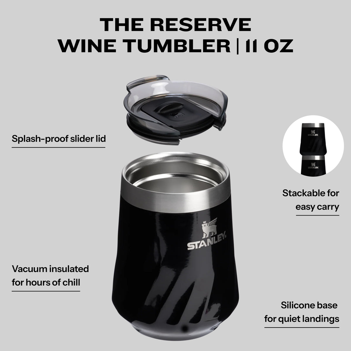 Stanley 1913 The Textured Reserve Wine Tumbler 11 OZ in Black Gloss