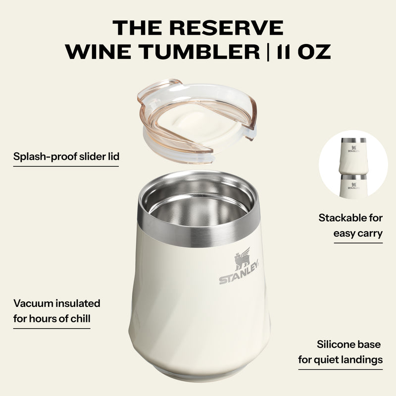 Stanley 1913 The Textured Reserve Wine Tumbler 11 OZ in Cream Gloss | Infographic View
