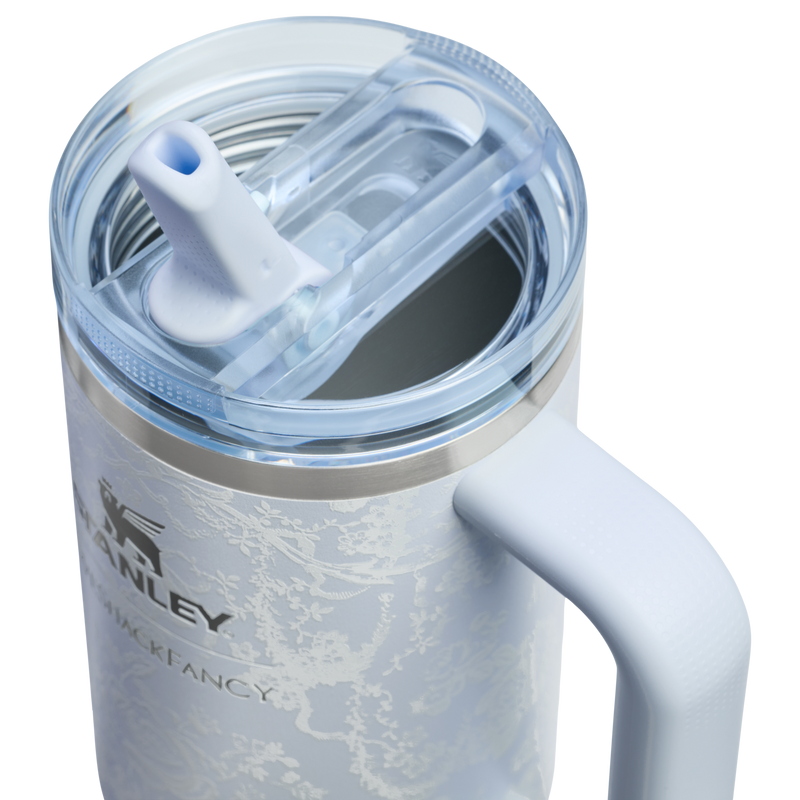 Stanley 1913 Stanley 1913 x LoveShackFancy Holiday Quencher® ProTour Flip Straw Tumbler 20 OZ in Toscana Toile Alpine Blue | Lid Detailed View