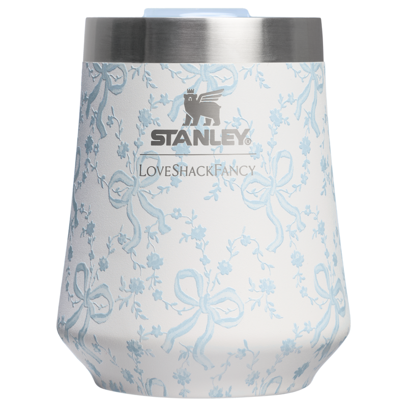 Stanley 1913 Stanley 1913 x LoveShackFancy Holiday The Reserve Wine Tumbler Set 11 OZ (2-pack) in Coquette Bow Winter Ice | Front View