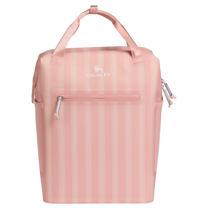 Stanley 1913 The All Day Madeleine Mini Cooler Backpack 14 QT in Peach Rose Picnic Stripe