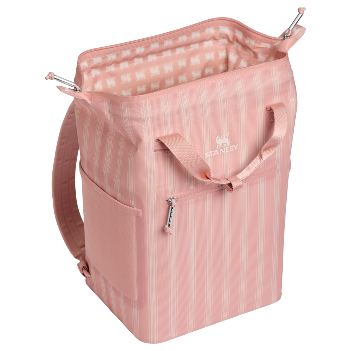 Stanley 1913 The All Day Madeleine Mini Cooler Backpack 14 QT in Peach Rose Picnic Stripe