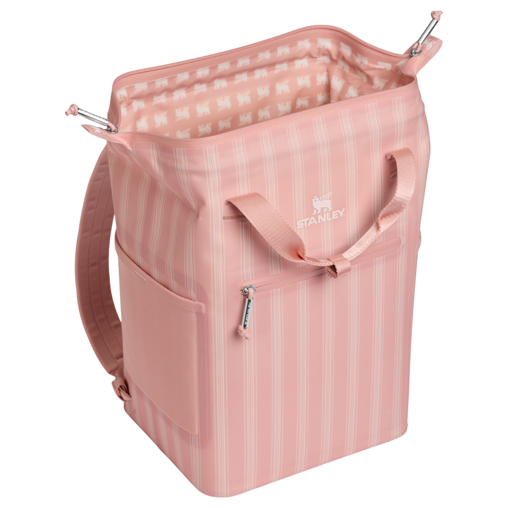 Stanley 1913 The All Day Madeleine Mini Cooler Backpack 14 QT in Peach Rose Picnic Stripe