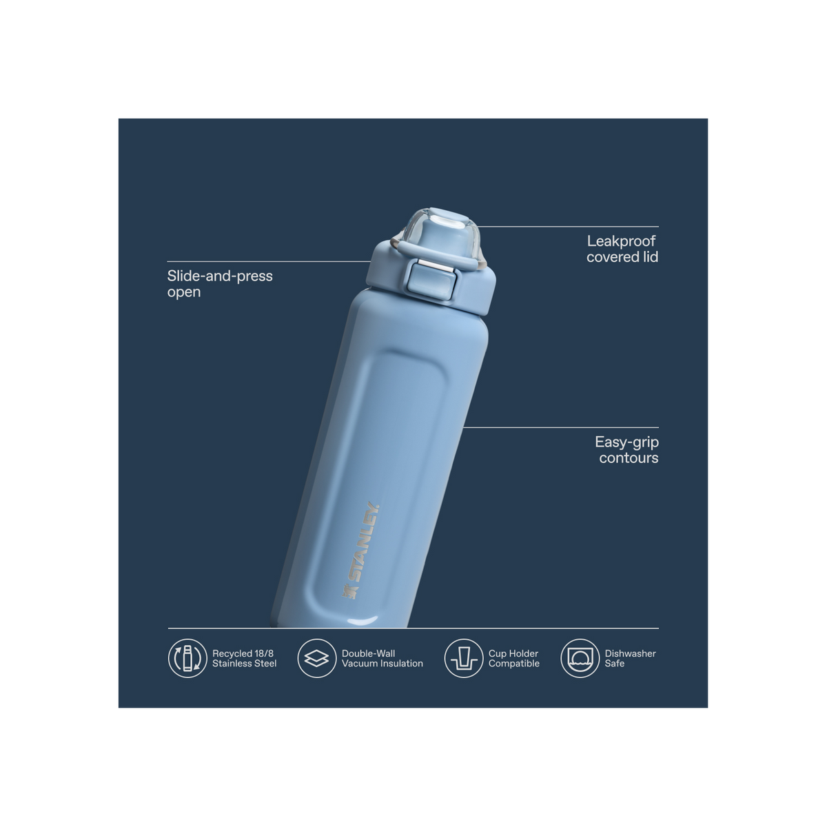 Stanley 1913 The Wellspring Bottle 24 OZ in Slate Blue Gloss