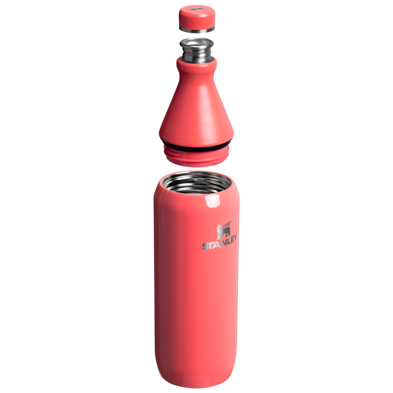 Stanley 1913 All Day Slim Bottle 20 OZ in Hot Coral Gloss | Cross Section View