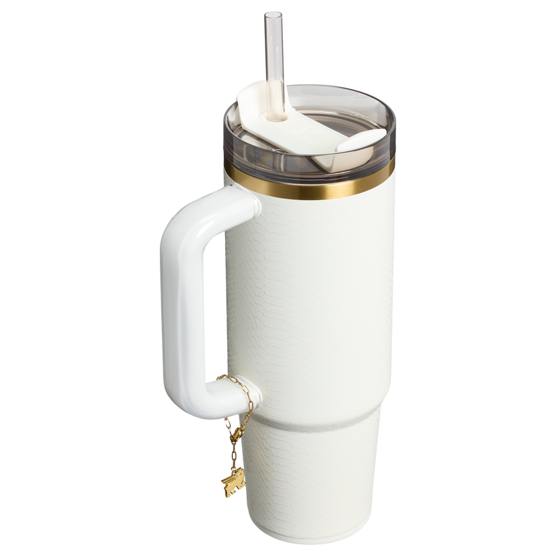 Stanley 1913 The Quencher® Luxe H2.0 FlowState™ Tumbler 30 OZ in Pale Stone Snakeskin | Back View