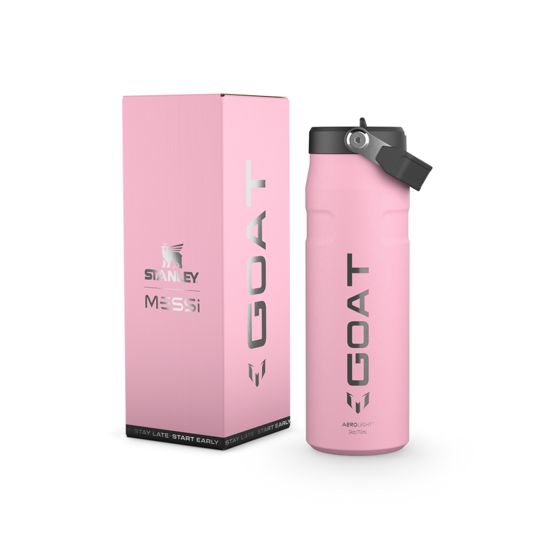 Stanley 1913 The Messi x Stanley IceFlow™ Flip Straw 2.0 Bottle 24 OZ in Messi GOAT Pink