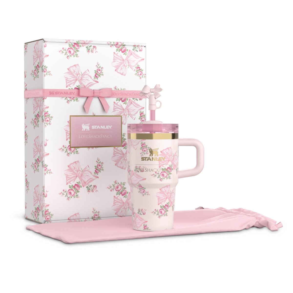 The Pink Stanley X LoveShackFancy Collab Holiday Quencher The Pink Stanley X LoveShackFancy Collab Holiday Quencher
