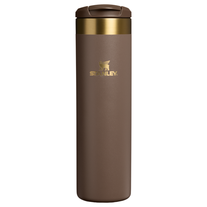 Stanley 20 OZ Aerolight Transit Bottle In Espresso Brown With Gold Accents