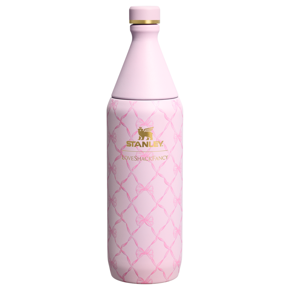 Stanley 1913 Stanley 1913 x LoveShackFancy Holiday All Day Slim Bottle 34 OZ in Baby Bow Pink Peppermint | View 1