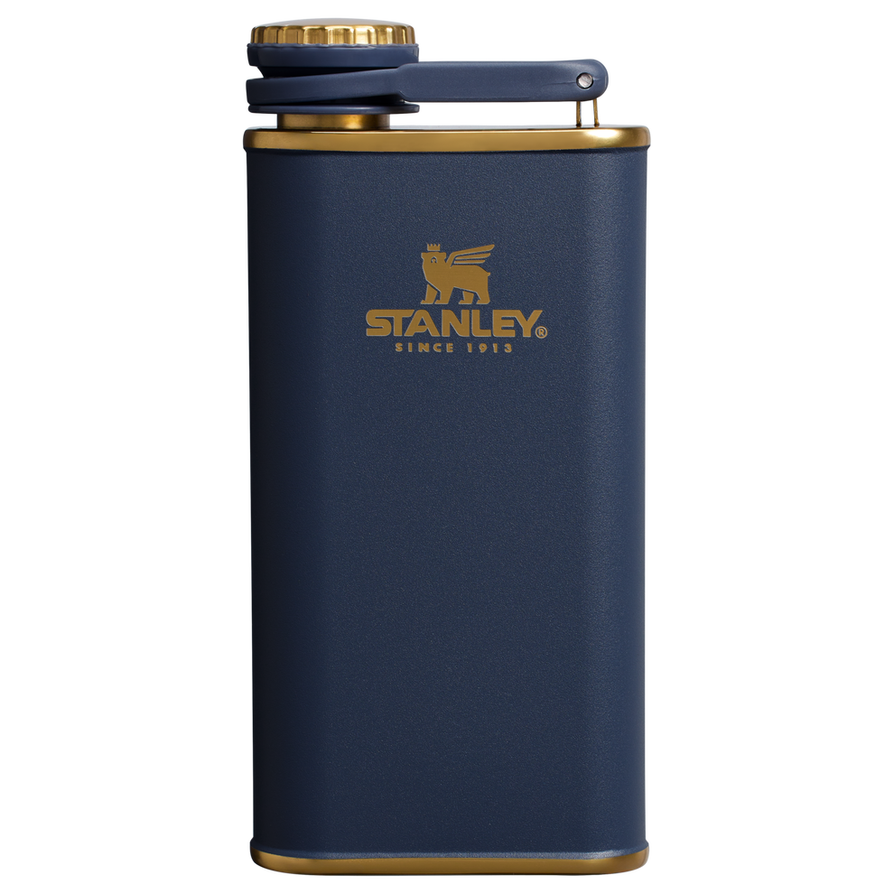 Stanley Easy Fill Wide Mouth Hip Flask 8 Oz In Twilight Gold Navy