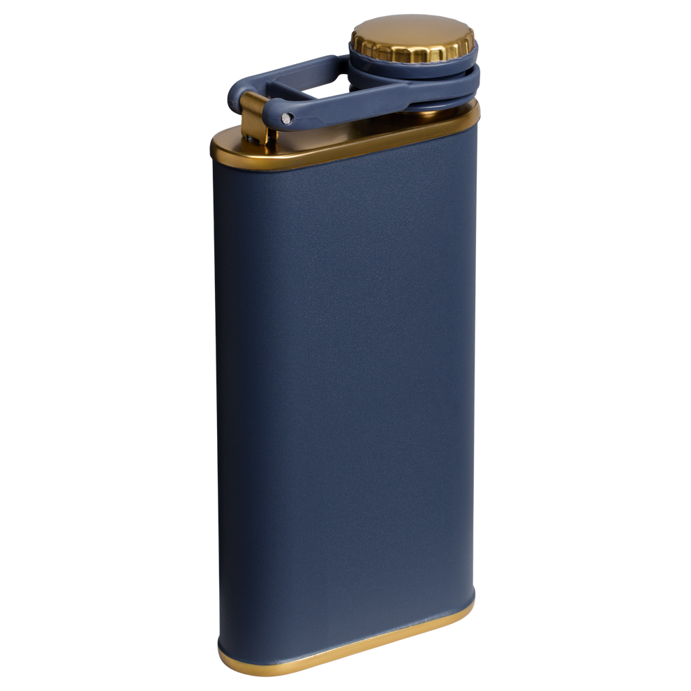 Stanley Easy Fill Wide Mouth Hip Flask 8 Oz In Twilight Gold Navy