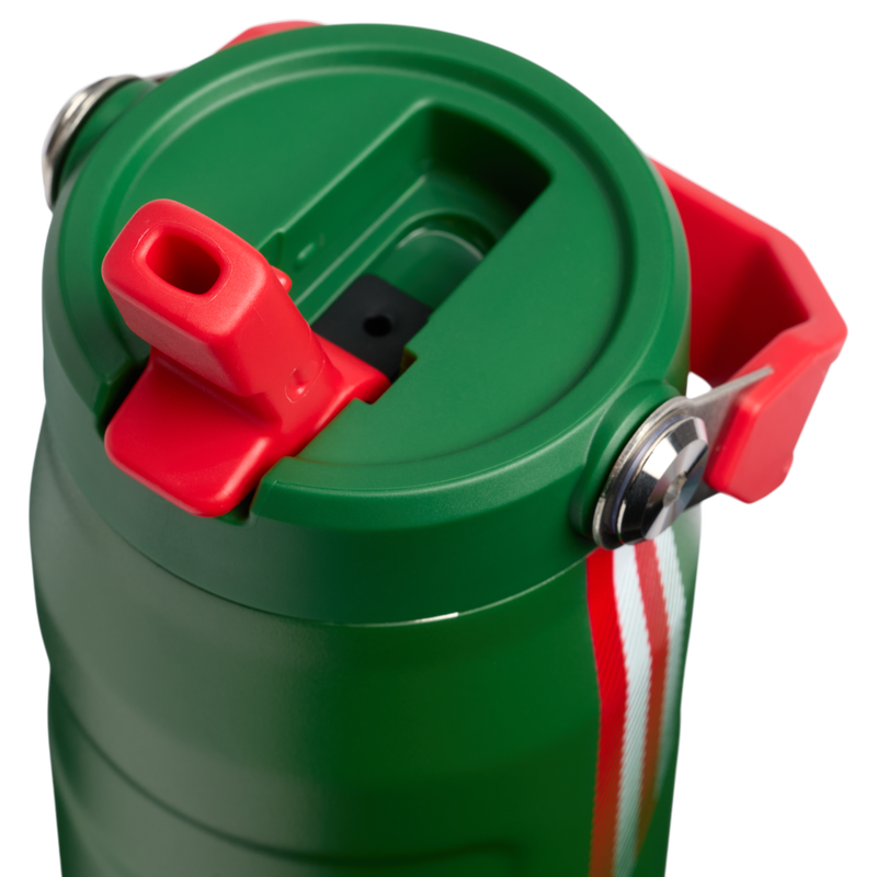 Stanley 1913 The Country Collection IceFlow™ Aerolight Flip Straw Bottle 24 OZ in Team Dark Green Red | Lid Detailed View