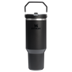 Stanley 40 OZ IceFlow Flip Straw Stainless Steel Water Bottle Tumbler In Black