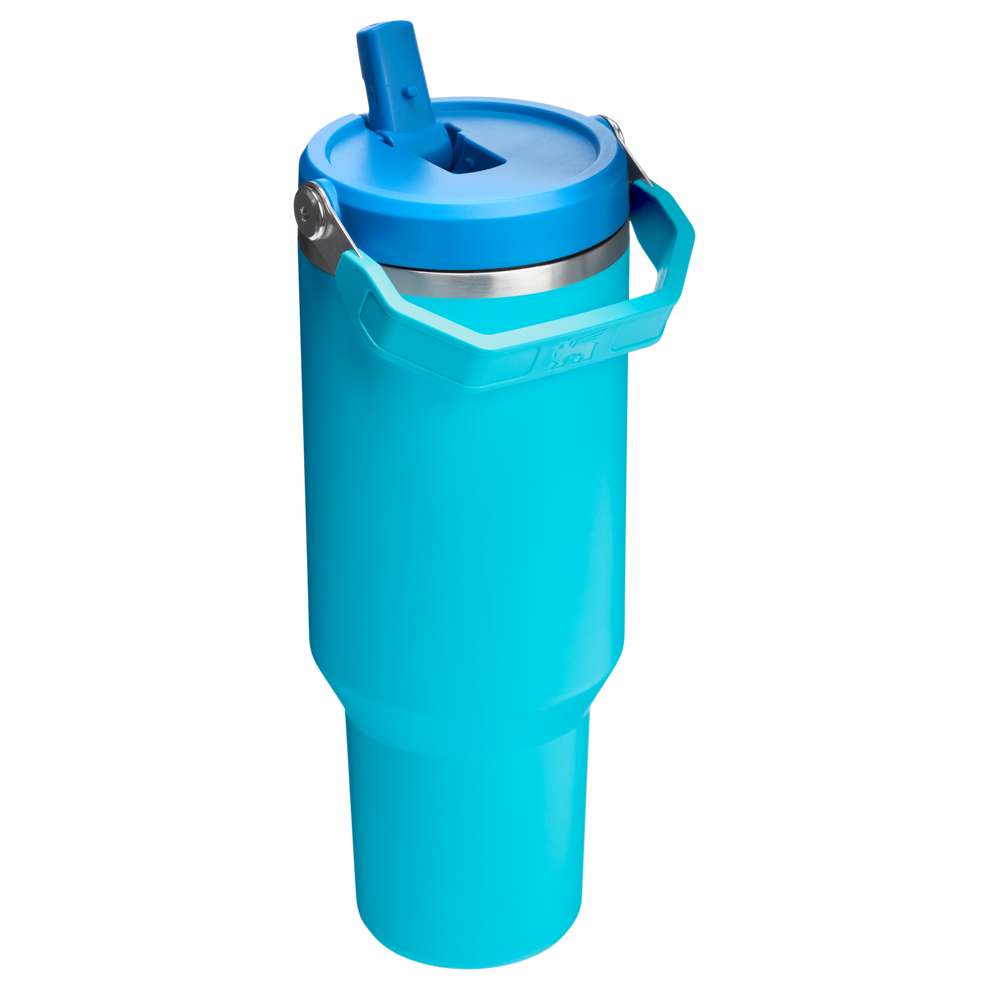 Stanley 40 OZ IceFlow Flip Straw Stainless Steel Tumbler In Splash Blue