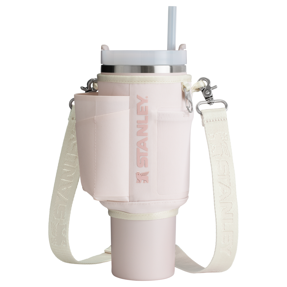 Stanley Carry-All 40 oz Quencher with Detachable Crossbody Straps in Rose Quartz pink