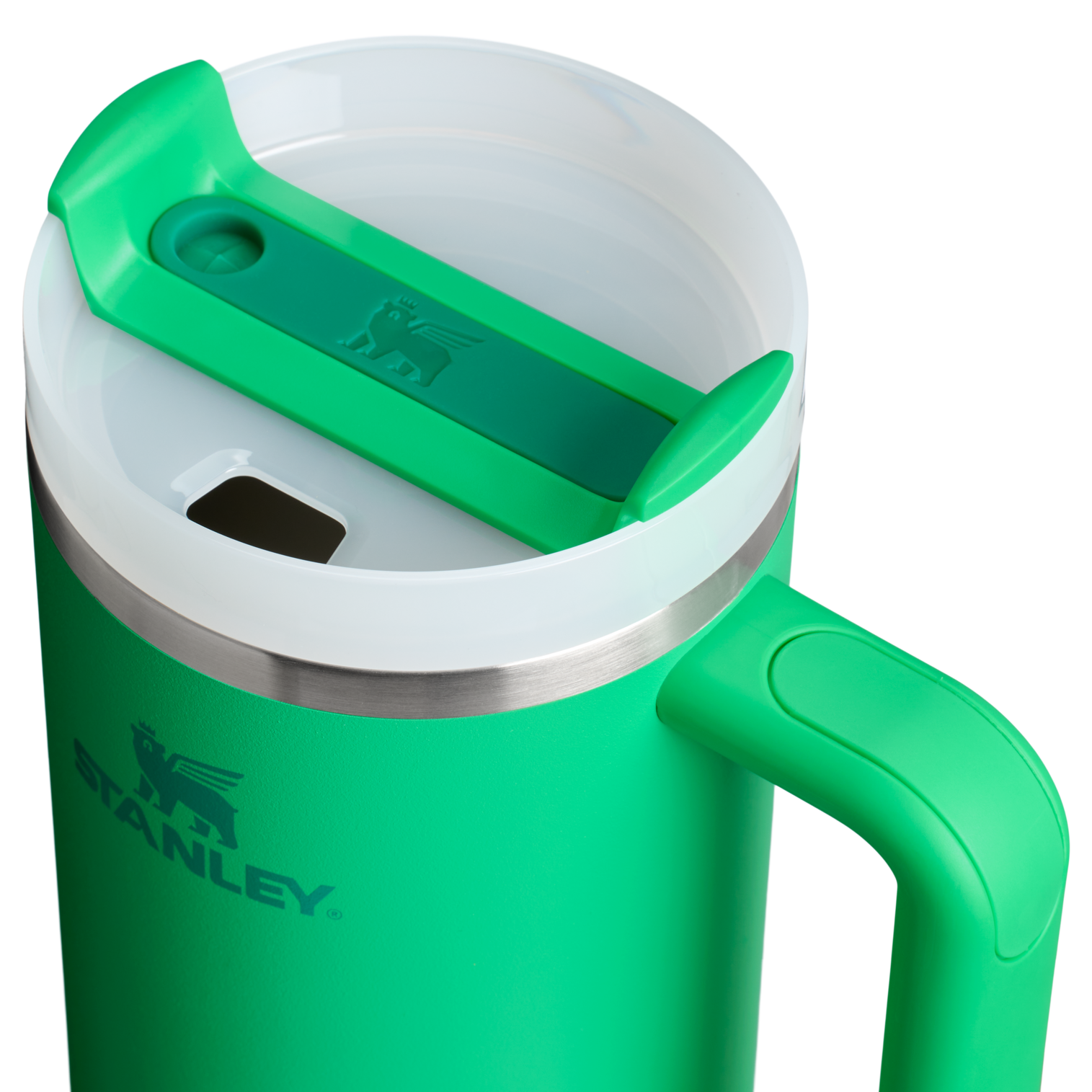 Stanley 40 OZ Quencher FlowState Tumbler With Straw In Meadow Green