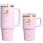 Swatch for Stanley 1913 Stanley 1913 x LoveShackFancy Holiday The Quencher® Details ProTour Tumbler Set 2-pack in Baby Bow Pink Peppermint | Front View