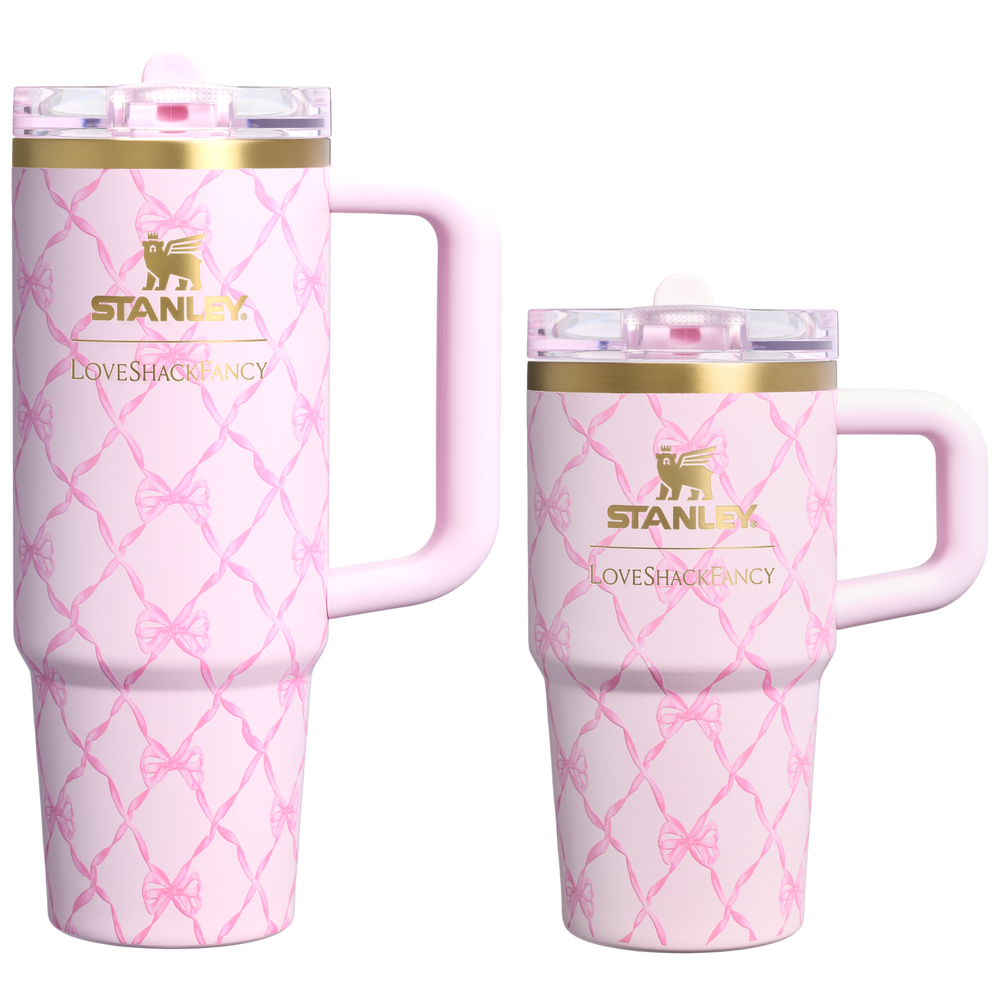 Stanley 1913 Stanley 1913 x LoveShackFancy Holiday The Quencher® Details ProTour Tumbler Set 2-pack in Baby Bow Pink Peppermint | View 1