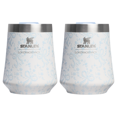 Stanley 1913 Stanley 1913 x LoveShackFancy Holiday The Reserve Wine Tumbler Set 11 OZ (2-pack) in Coquette Bow Winter Ice | Front View