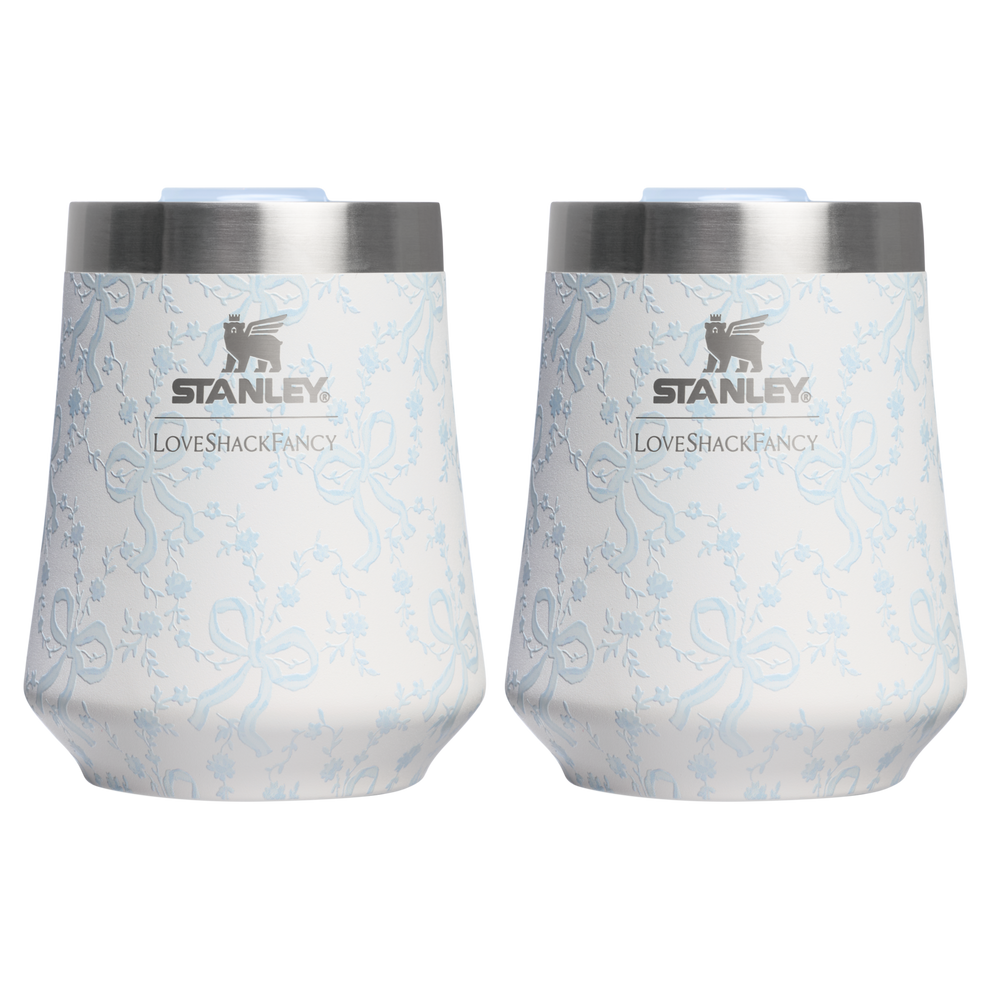 Stanley 1913 Stanley 1913 x LoveShackFancy Holiday The Reserve Wine Tumbler Set 11 OZ (2-pack) in Coquette Bow Winter Ice | Front View