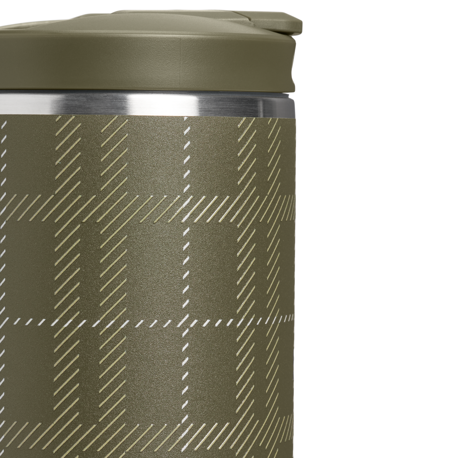 Stanley 1913 The Transit 2.0 Flip Top Mug 16 OZ in Peat Moss Plaid | Detailed View