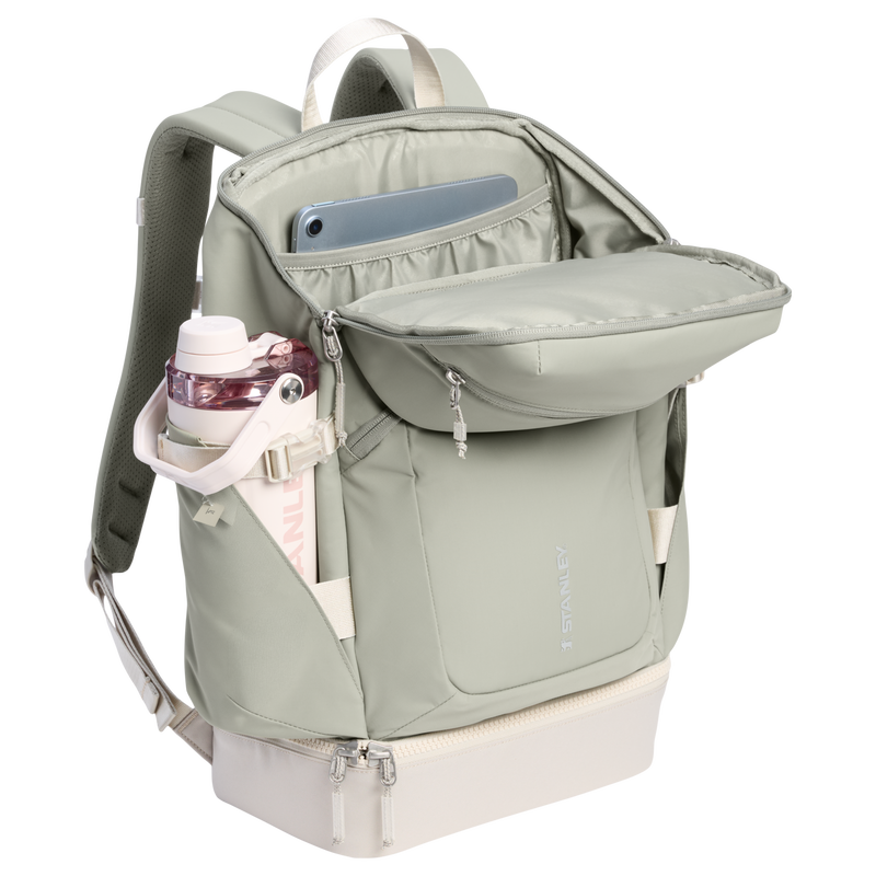 Stanley 1913 The Vitalize™ Backpack 30.9 QT in Sage Grey | Back Open View