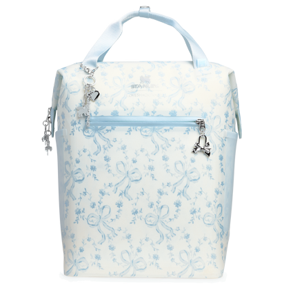 Stanley 1913 Stanley 1913 x LoveShackFancy Holiday All Day Madeleine Mini Cooler Backpack 20 Can 14 QT 13.2 L in Coquette Bow Winter Ice | Front Back View