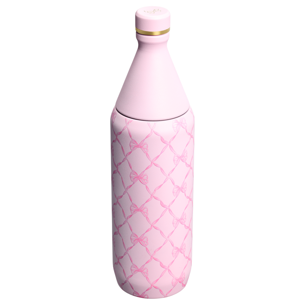 Stanley 1913 Stanley 1913 x LoveShackFancy Holiday All Day Slim Bottle 34 OZ in Baby Bow Pink Peppermint | View 2