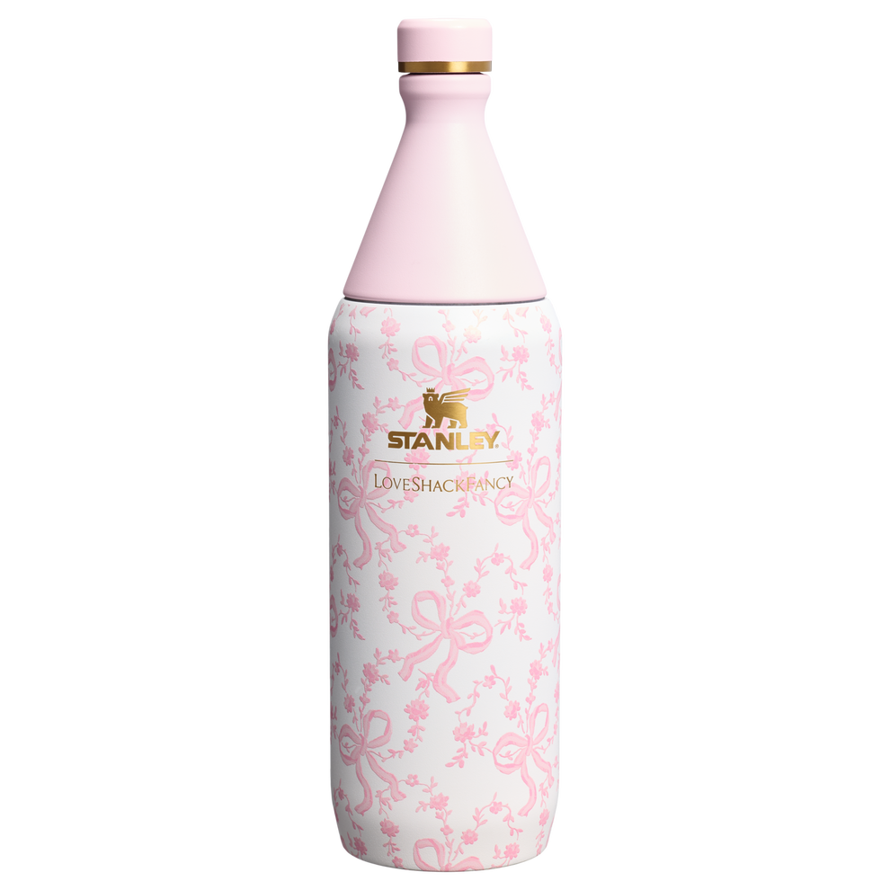 Stanley 1913 Stanley 1913 x LoveShackFancy Holiday All Day Slim Bottle 34 OZ in Coquette Bow Chantilly | Front View