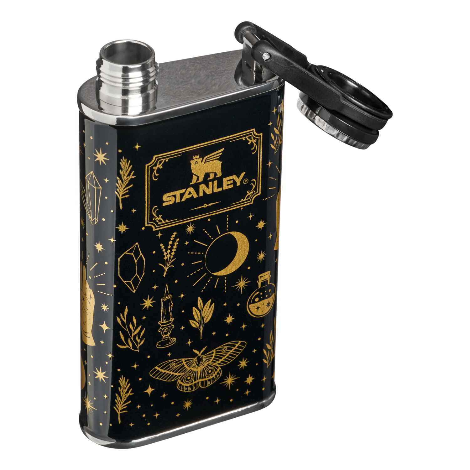 Stanley 1913 Halloween Easy-Fill Wide Mouth Flask 8 OZ in Black Magic | Open View