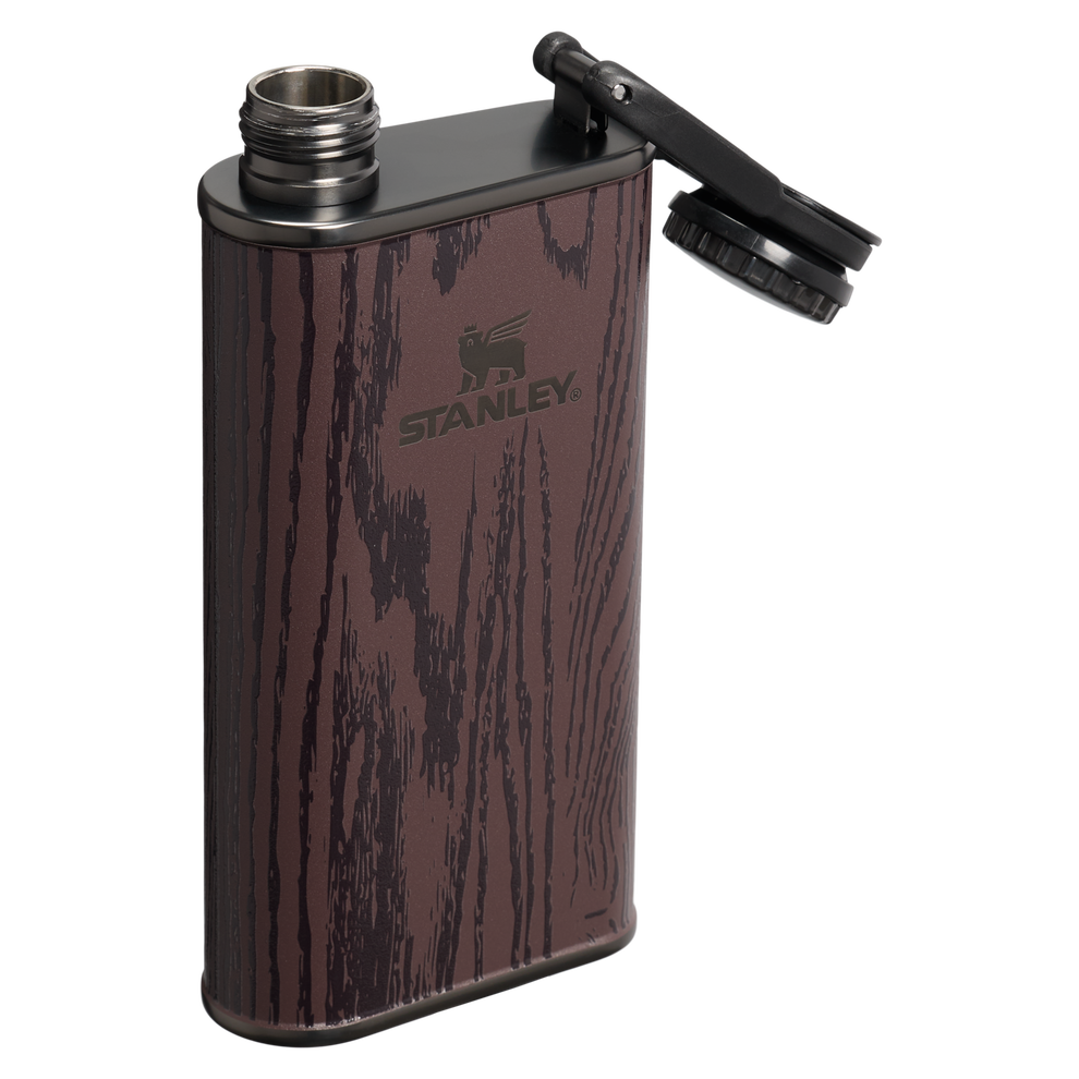 Stanley 1913 The Cheers & Cheer Easy Fill Flask 8 OZ in Redwood Woodgrain