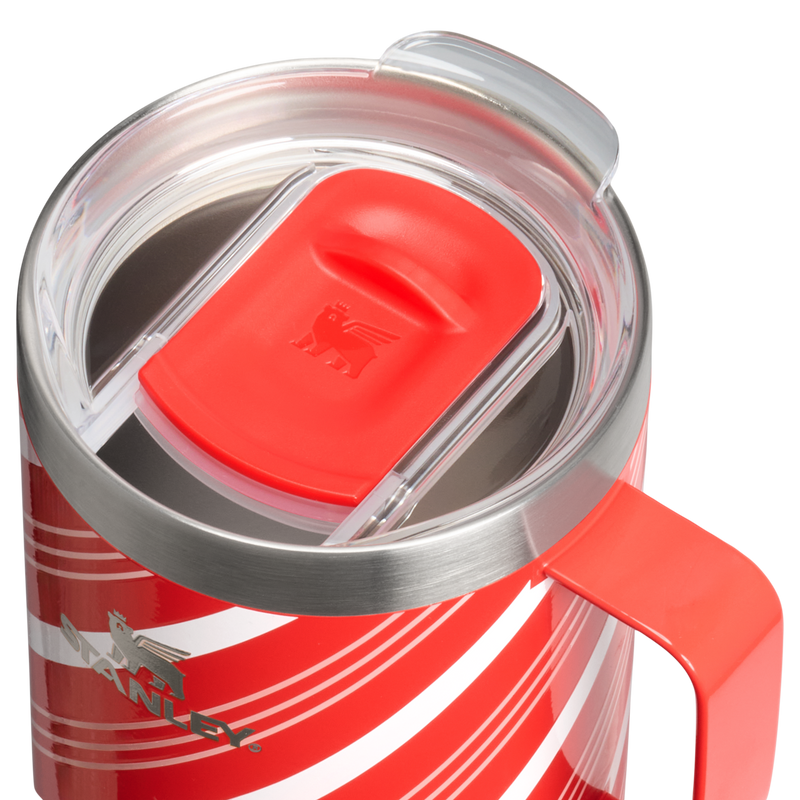 Stanley 1913 The Stay-Hot Camp Mug 24 OZ in Candy Cane Twist | Lid Detailed View