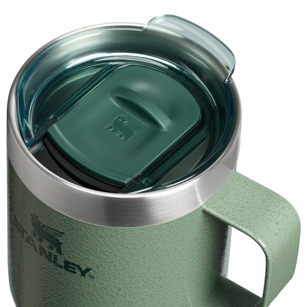 Stanley 1913 Classic Legendary Camp Mug 8 OZ in Hammertone Green | Lid Detailed View